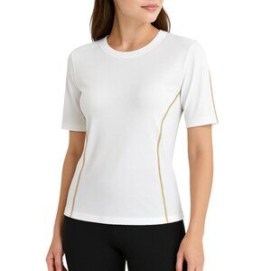 Universal Standard Women's White Contrast Stitch Short Sleeve Top Size XS NWT